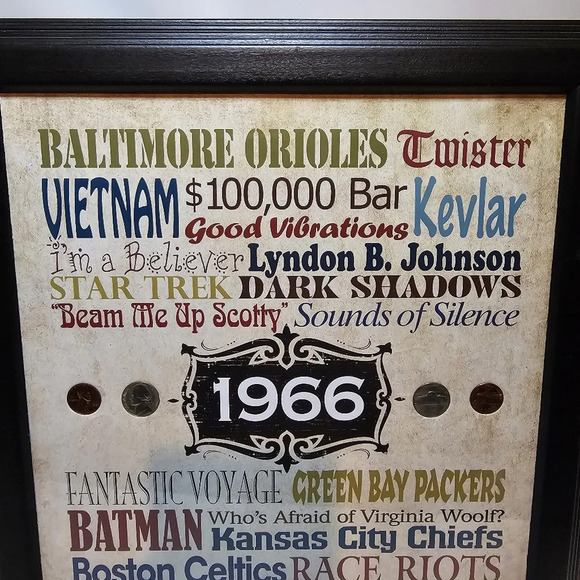 A Year In Time Celebration Wall Frame Collection 1966 With COA 14" × 16" - Picture 6 of 9